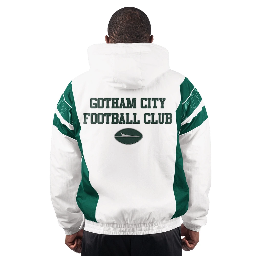 Veste à capuche demi-zippée blanche pour homme des New York Jets Gotham City