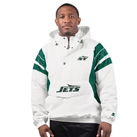 Men's Starter White New York Jets Gotham City Half-Zip Hoodie Jacket