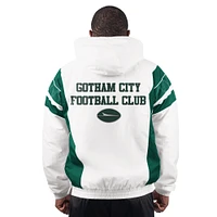 Men's Starter White New York Jets Gotham City Half-Zip Hoodie Jacket