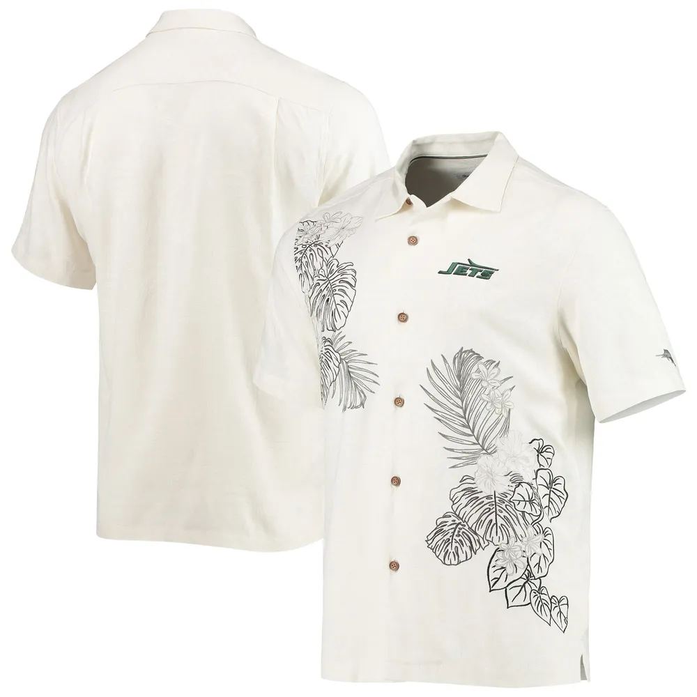 Lids New York Jets Tommy Bahama Throwback Sport La Playa Luau Camp Button-Up  Shirt - Cream