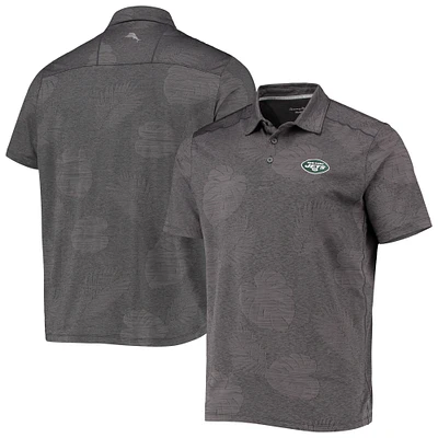 Polo pour homme Tommy Bahama Grey New York Jets Palm Coast Delray Frond Allover IslandZone