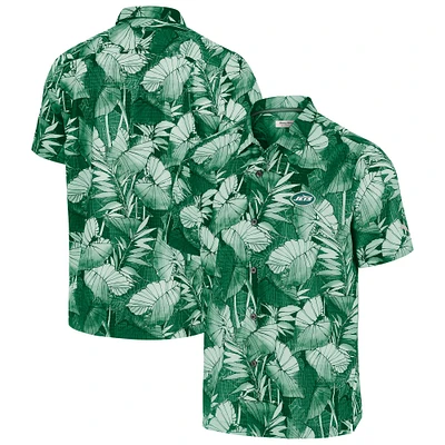 Chemise boutonnée Tommy Bahama verte pour homme des New York Jets Coast Nuevo Fronds Camp