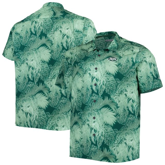 Chemise boutonnée pour homme Tommy Bahama Green New York Jets Big & Tall Coast Luminescent Fronds Camp IslandZone