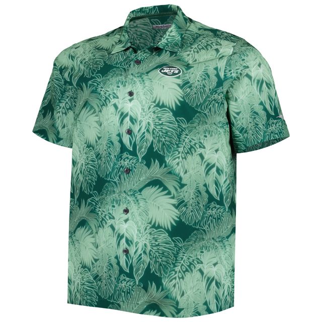 Chemise boutonnée pour homme Tommy Bahama Green New York Jets Big & Tall Coast Luminescent Fronds Camp IslandZone