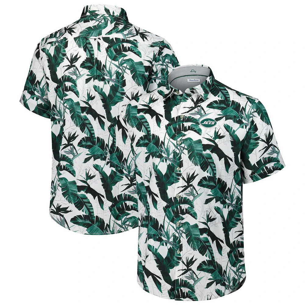 Chemise boutonnée verte Tommy Bahama pour homme New York Jets Sunnyvale Blooms Camp