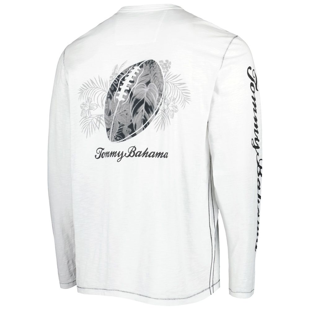 Men's Tommy Bahama White New York Jets Laces Out Billboard Long Sleeve T-Shirt