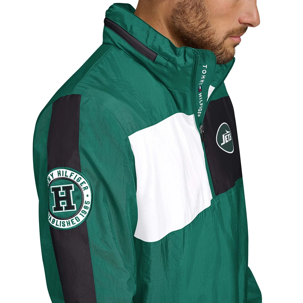 Veste à capuche légère demi-zip Gael New York Jets verte Tommy Hilfiger pour homme