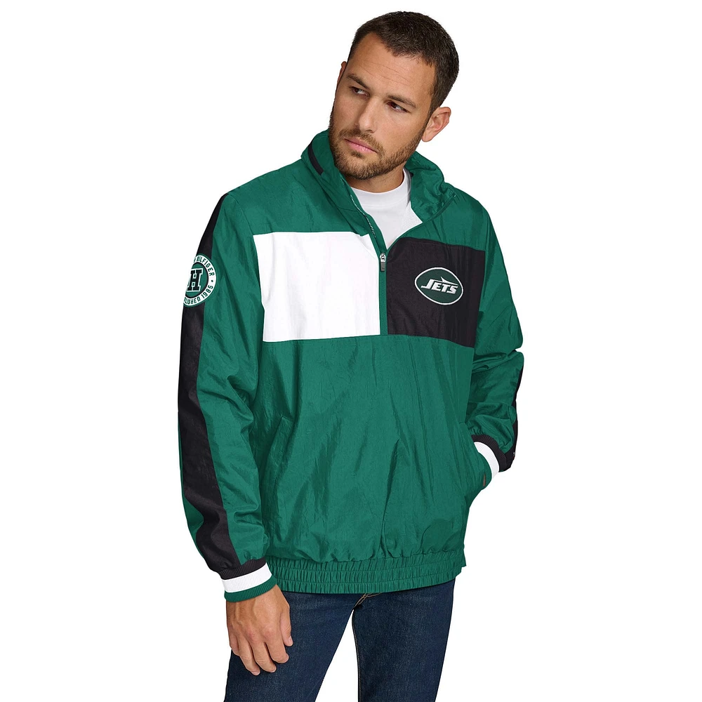 Men's Tommy Hilfiger Green New York Jets Gael Lightweight Half-Zip Hoodie Jacket