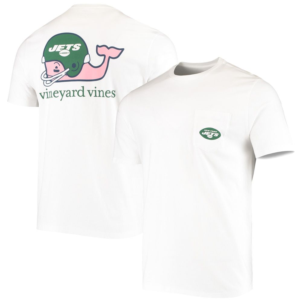 Men's Vineyard Vines White New York Jets Team Whale Helmet T-Shirt