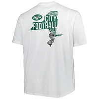 T-shirt blanc pour homme de la collection Hometown Big & Tall des New York Jets Hot Shot