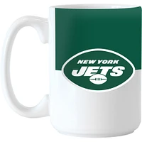 Jets de New York 15oz. Tasse à blocs de couleurs