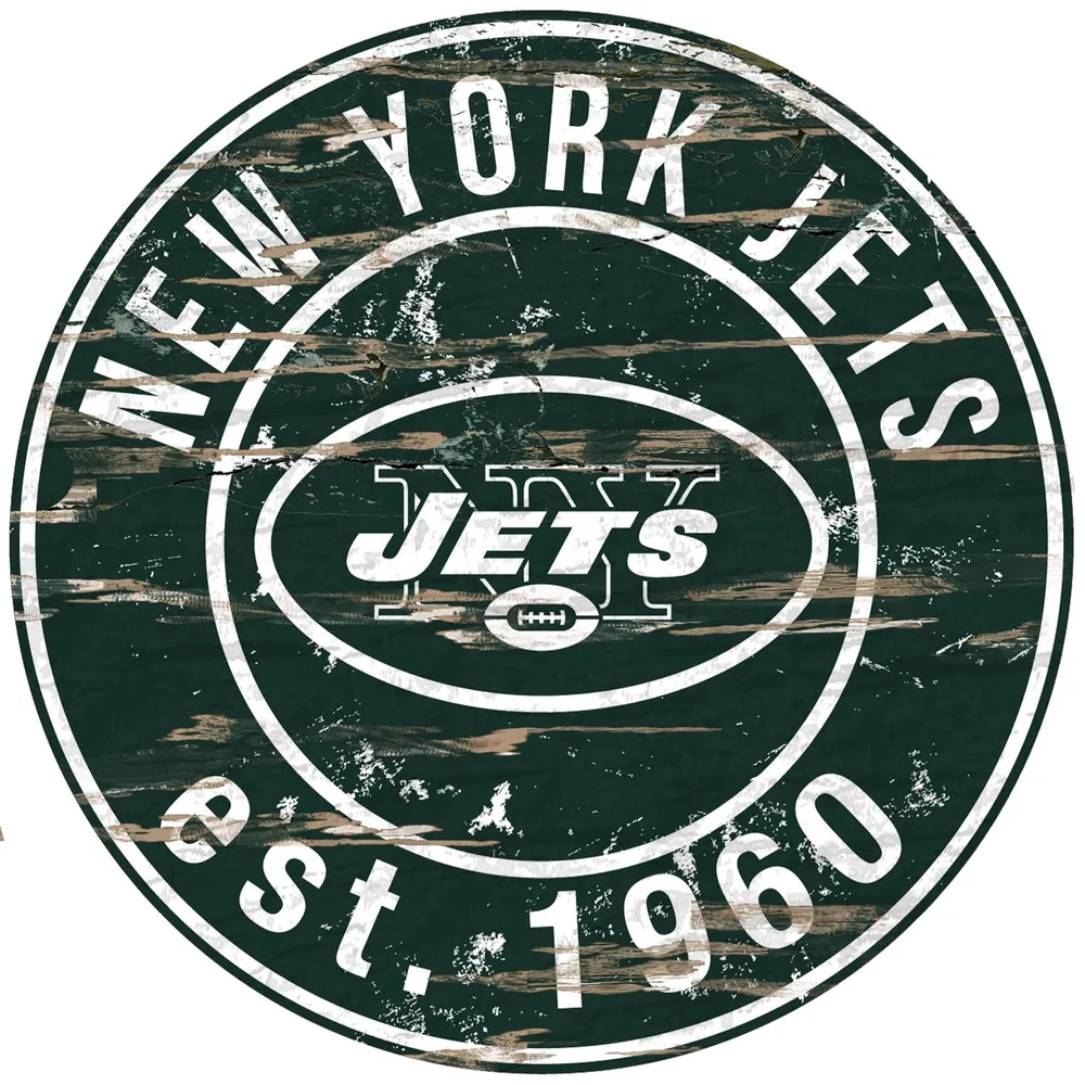 Fan Creations New York Jets Logo Distressed State Sign