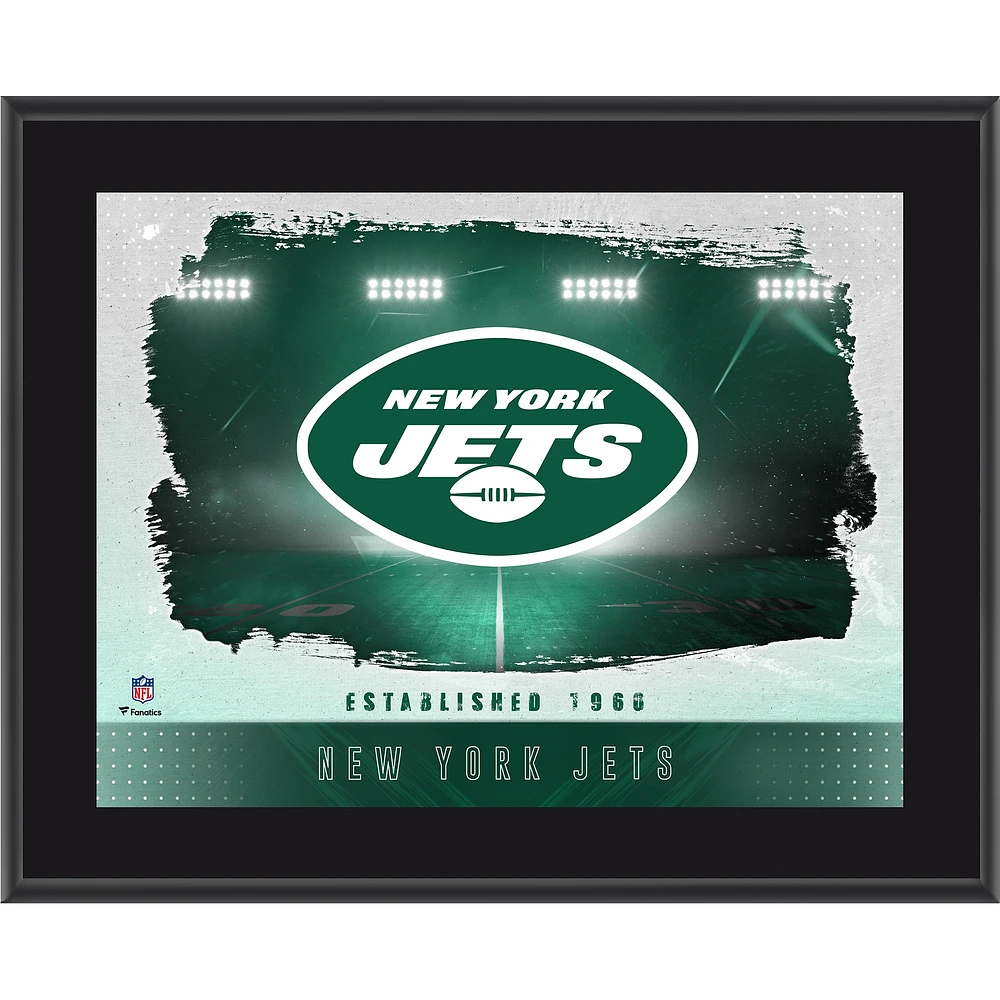 Plaque encadrée avec logo d'équipe horizontal sublimé de 10,5" x 13" des New York Jets