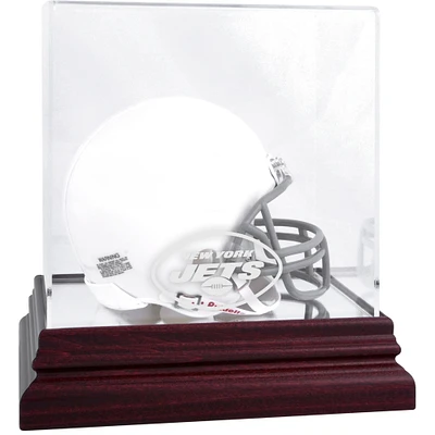 Vitrine pour mini-casque avec logo en acajou des Jets de New York
