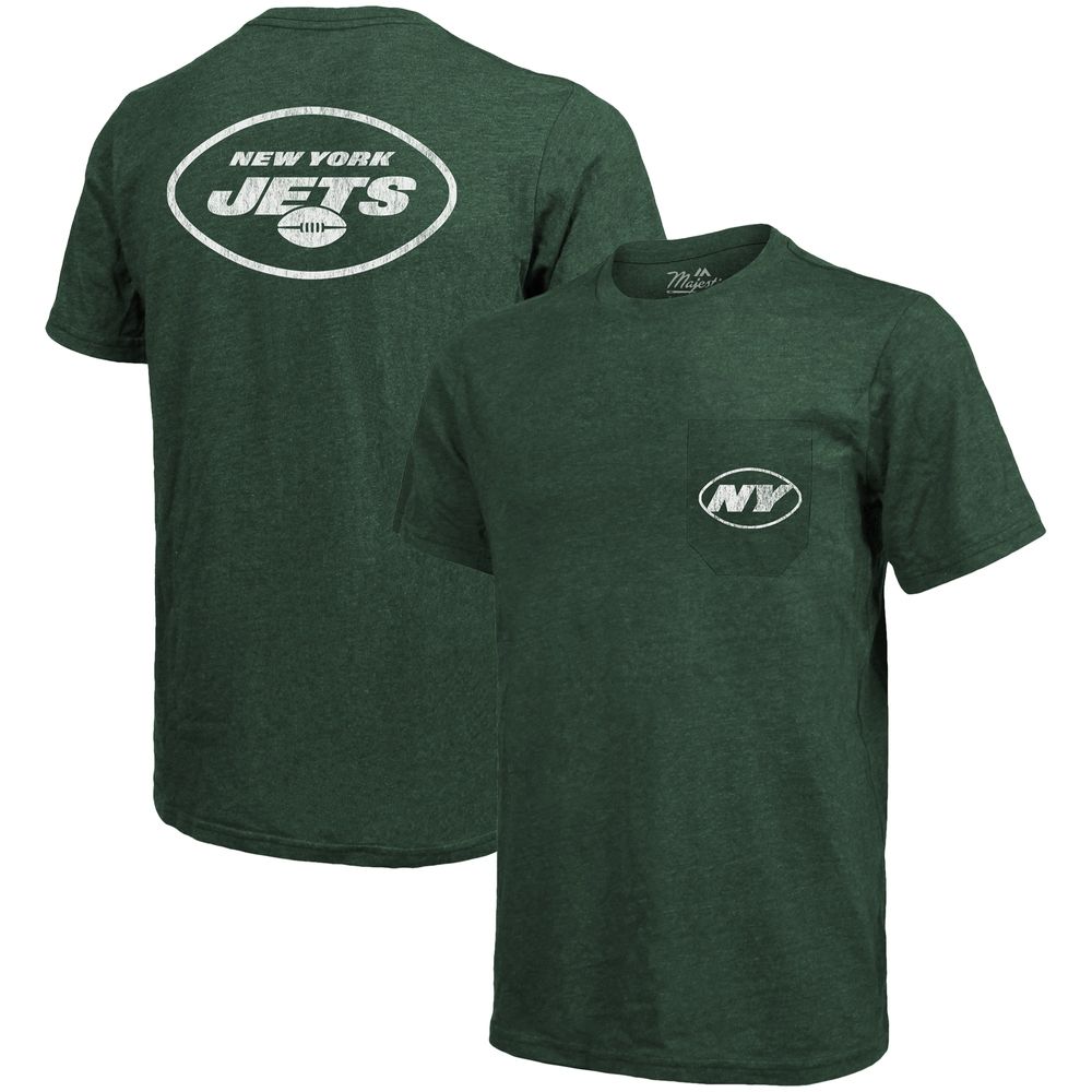 New York Jets Majestic Threads Tri-Blend Pocket T-Shirt - Heathered Green