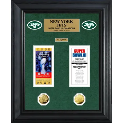 New York Jets Super Bowl Ticket and Game Coin Collection Framed