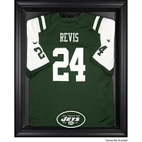 Vitrine de présentation du maillot avec cadre noir et logo rétro des New York Jets 1998-2018