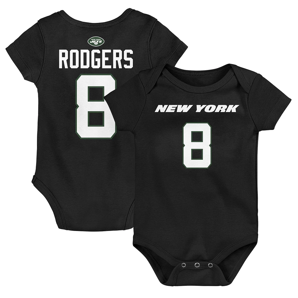 Nouveau-né et bébé Aaron Rodgers Noir New York Jets Mainliner Player Name & Number Body