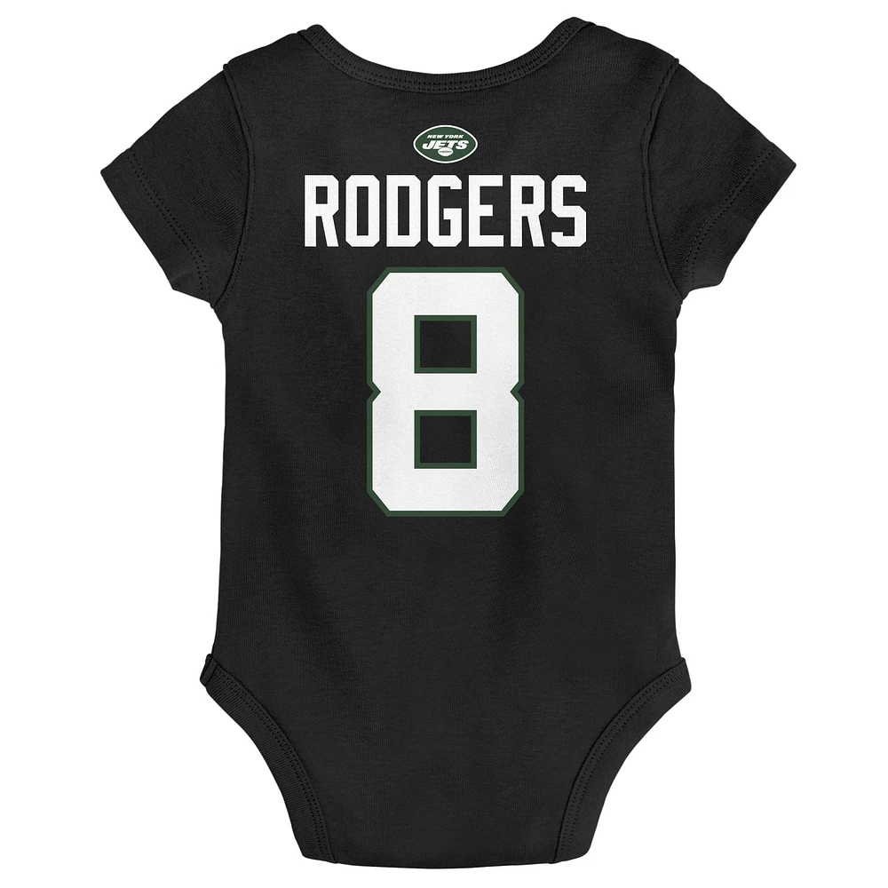 Nouveau-né et bébé Aaron Rodgers Noir New York Jets Mainliner Player Name & Number Body