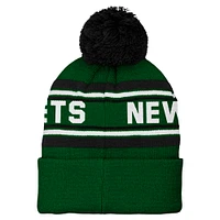 Bonnet en tricot jacquard à revers et pompon pour préscolaire des Jets de New York