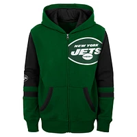 Sweat à capuche zippé blocs de couleurs pour préscolaire, vert, stade des New York Jets