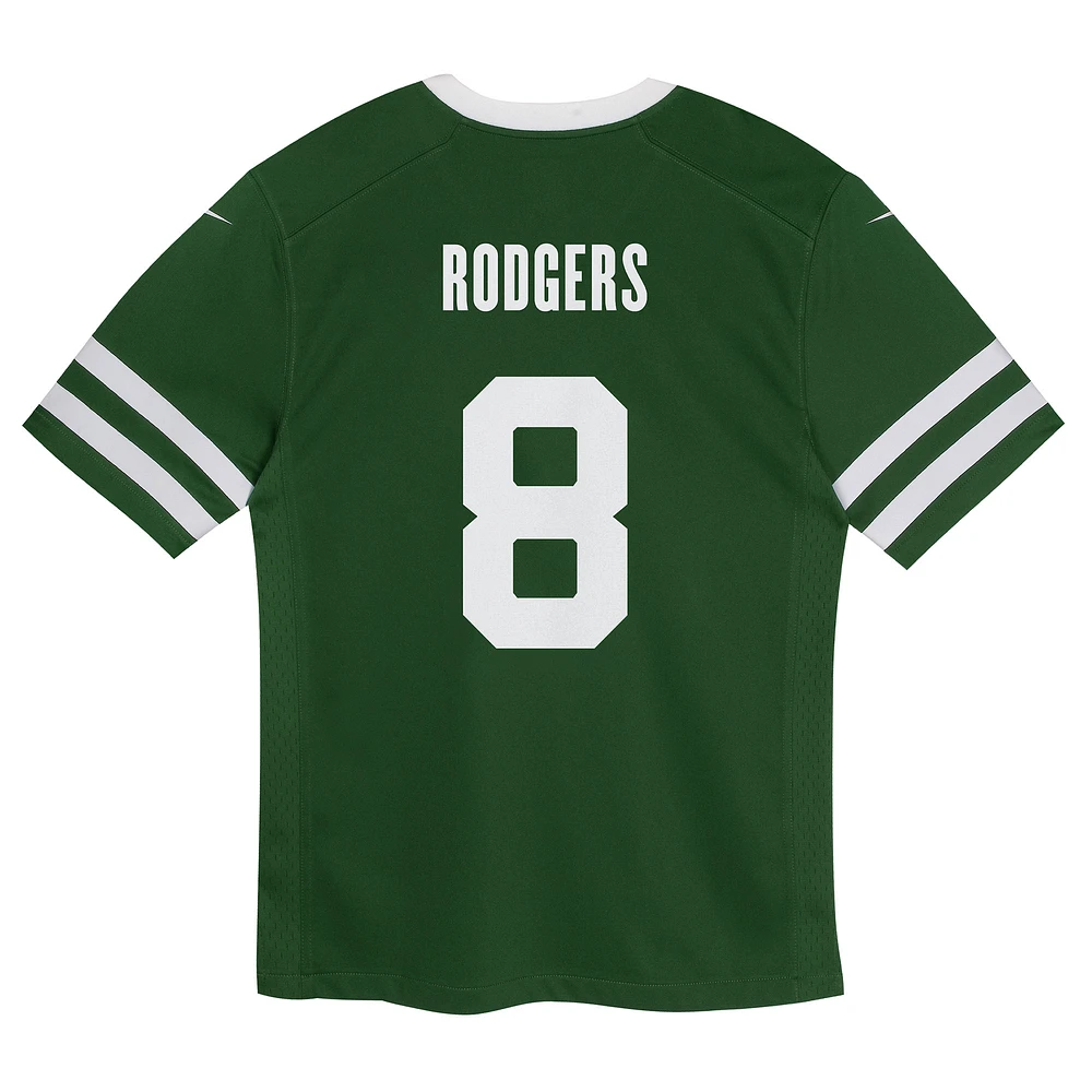 Maillot de match Nike Aaron Rodgers Legacy Green New York Jets pour enfants d'âge préscolaire