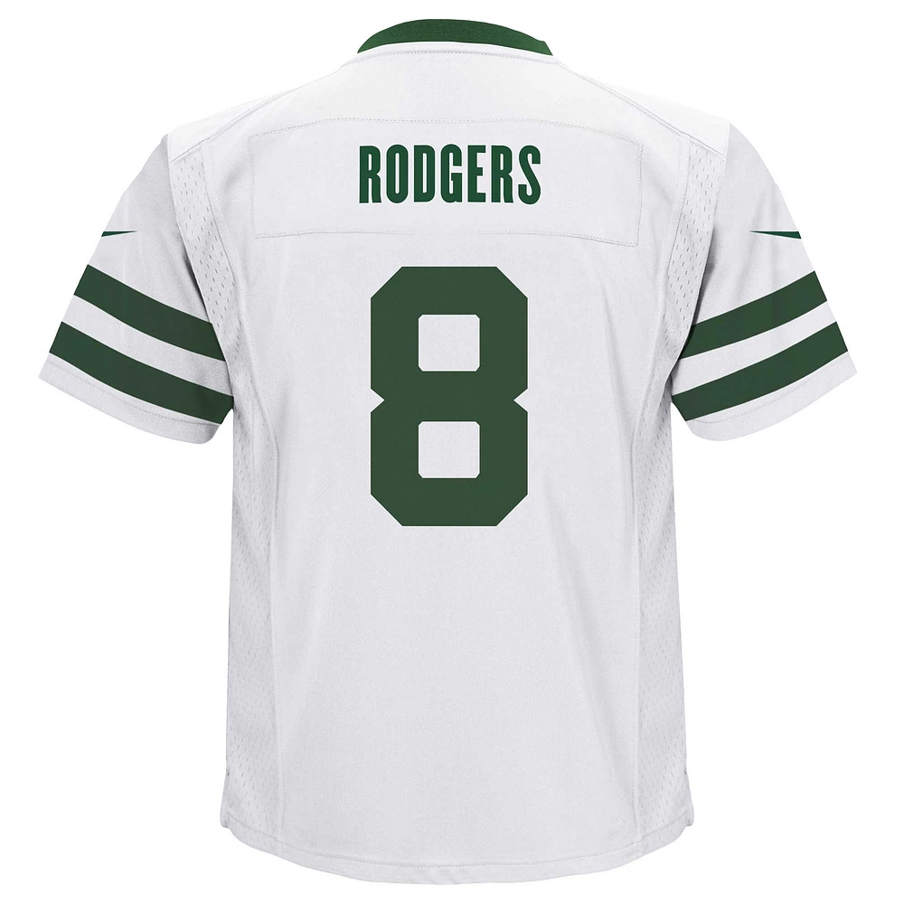 Maillot de match Nike Aaron Rodgers Legacy blanc des Jets New York pour enfants d'âge préscolaire