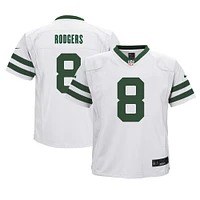 Maillot de match Nike Aaron Rodgers Legacy blanc des Jets New York pour enfants d'âge préscolaire