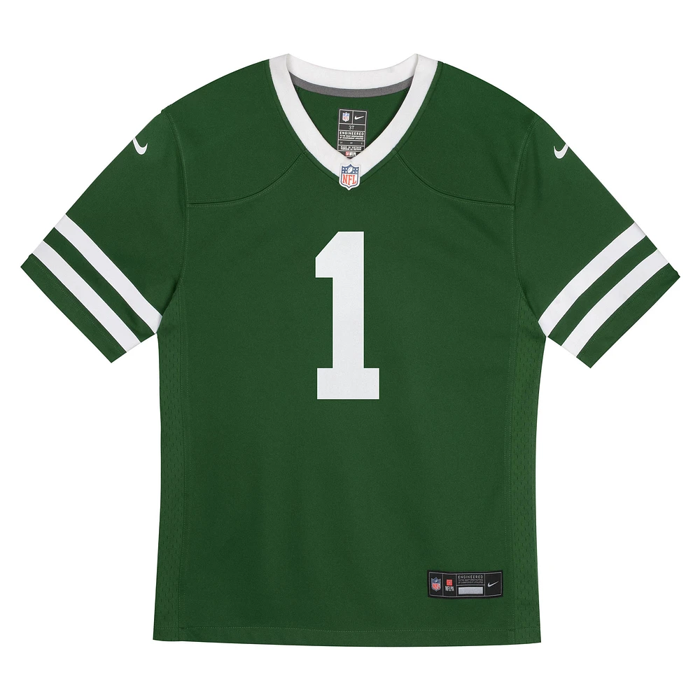 Maillot de match Nike Ahmad Sauce Gardner Legacy Green New York Jets pour enfants d'âge préscolaire