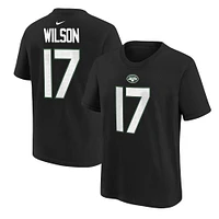 T-shirt Nike Garrett Wilson pour enfants d'âge préscolaire, noir, nom et numéro du joueur des Jets de New York