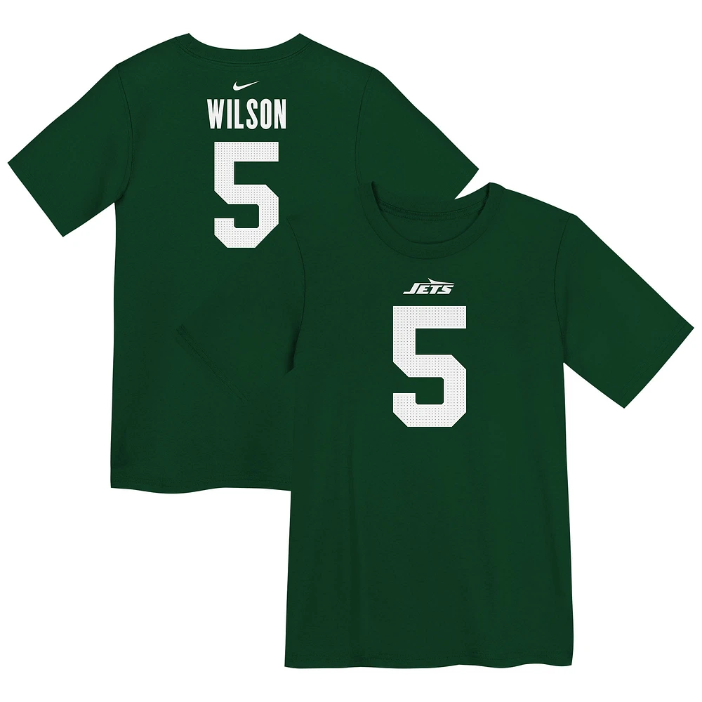 T-shirt Nike préscolaire avec nom et numéro de joueur des New York Jets Garrett Wilson vert