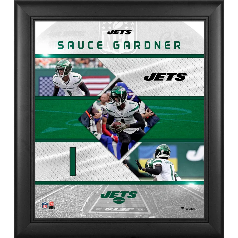 Lids Sauce Gardner New York Jets Framed Fanatics Authentic 15' x 17'  Stitched Stars Collage