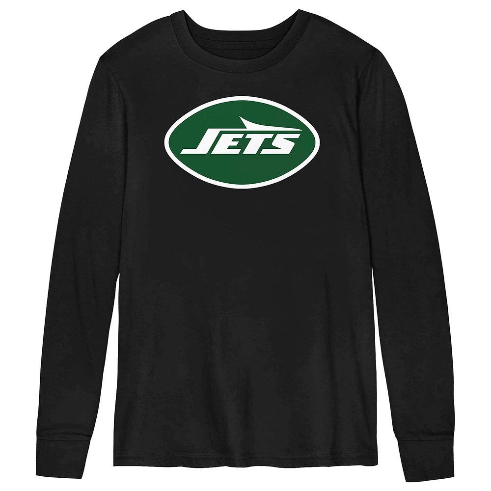 T-shirt noir à manches longues avec logo principal des New York Jets pour tout-petit