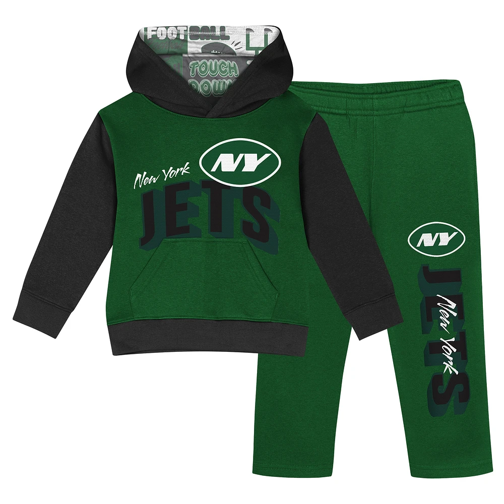 Ensemble sweat à capuche et pantalon en polaire vert New York Jets Coin Toss pour tout-petit