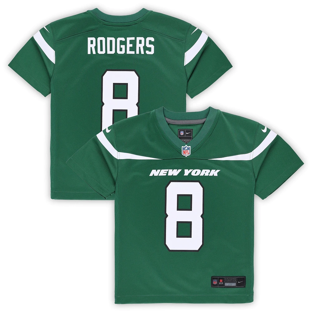 Maillot de match Nike Aaron Rodgers des New York Jets, vert, pour tout-petit