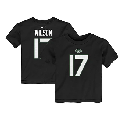 T-shirt Nike Garrett Wilson pour tout-petit, noir, nom et numéro du joueur des New York Jets