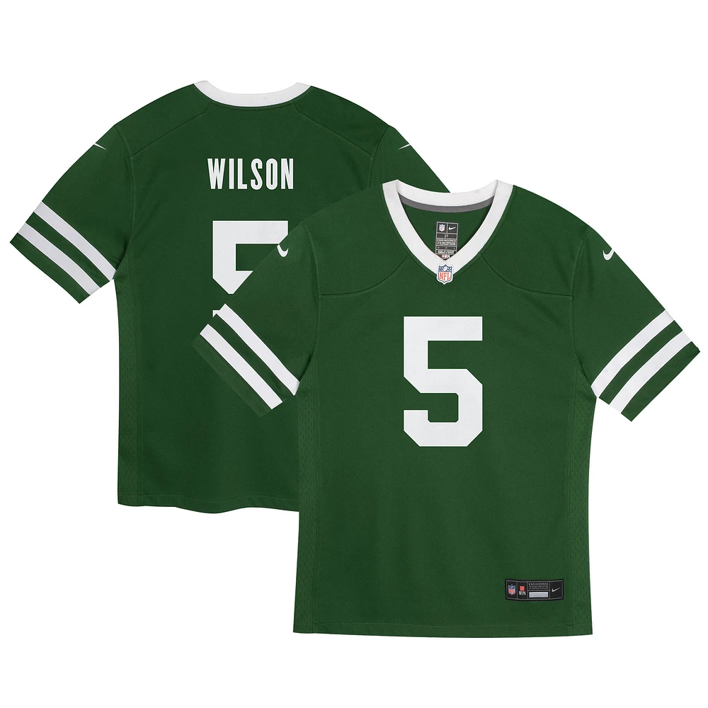 Maillot de match Nike Garrett Wilson Legacy vert New York Jets pour tout-petit