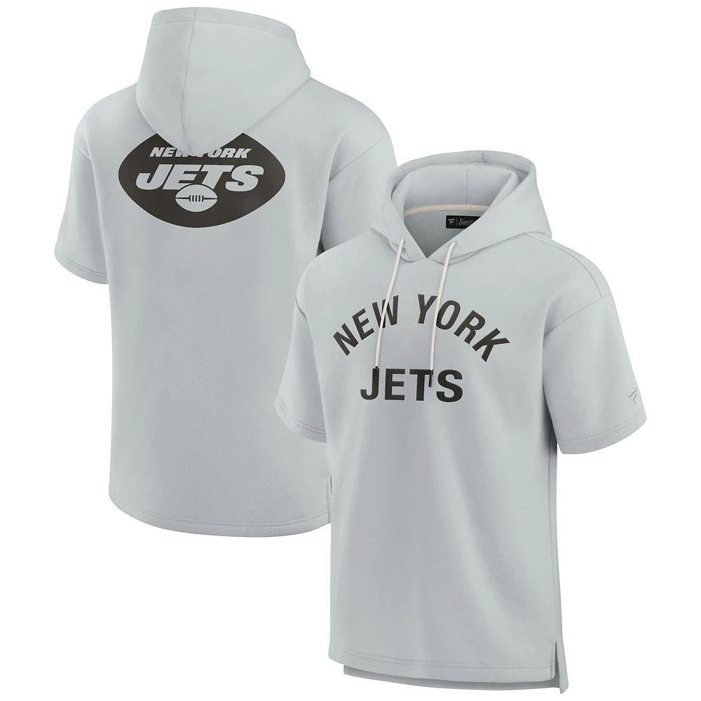 Unisex Fanatics Gray New York Jets Elements Super Soft Fleece Short Sleeve Pullover Hoodie