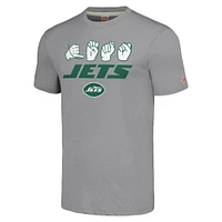 T-shirt unisexe gris hommage en langue des signes américaine New York Jets