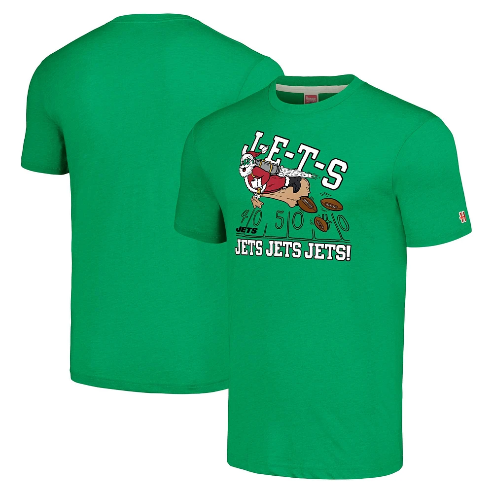 Hommage unisexe Kelly Green New York Jets Holiday Tri-Blend T-shirt