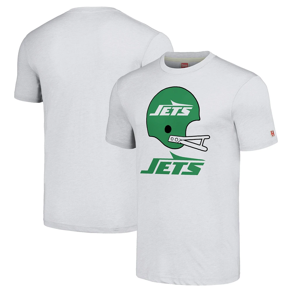 Unisex Homage  White New York Jets Big Helmet Tri-Blend T-Shirt