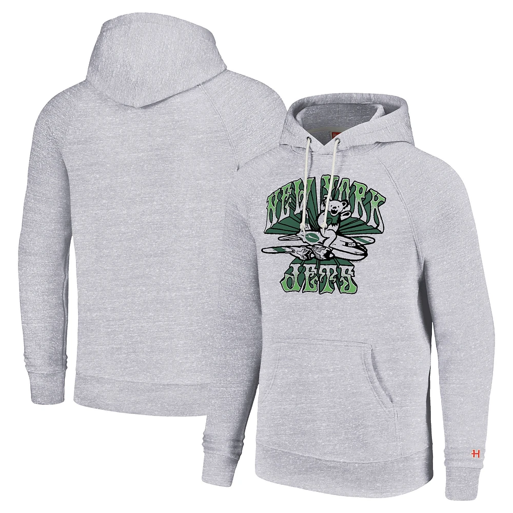 Sweat à capuche unisexe Homage White New York Jets Grateful Dead Tri-Blend