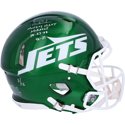 Vinny Testaverde New York Jets Autographed Riddell Speed Authentic Helmet with Monday Night Miracle Inscriptions - Limited Edition of 12