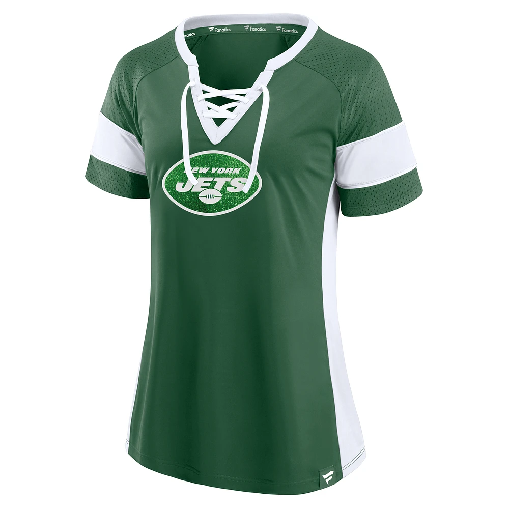 Haut à lacets Athena New York Jets vert foncé Fanatics pour femmes