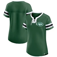 Women's Fanatics  Green New York Jets Lace-Up Bling T-Shirt