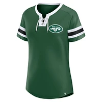 Women's Fanatics  Green New York Jets Lace-Up Bling T-Shirt