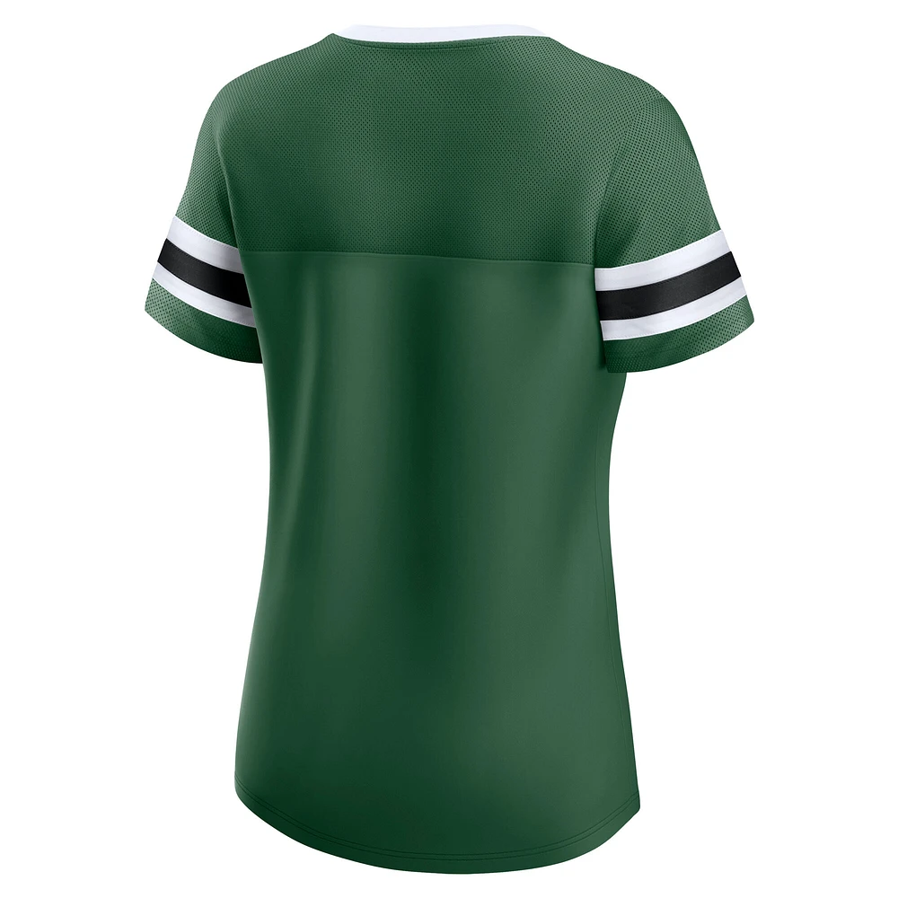 Women's Fanatics  Green New York Jets Lace-Up Bling T-Shirt