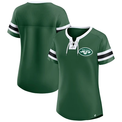Women's Fanatics  Green New York Jets Lace-Up Bling T-Shirt