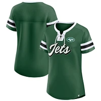 T-shirt à lacets emblématique Athena True Catch des New York Jets pour femmes Fanatics Green