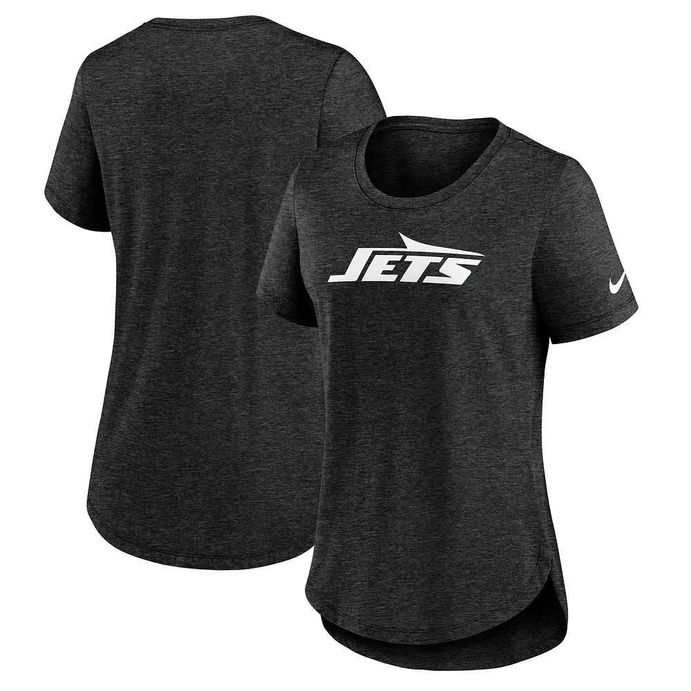 Women's Nike  Heather Black New York Jets Tri-Blend Fashion T-Shirt